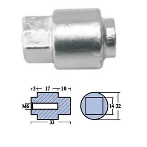 ANODO A CILINDRO PER MOTORI YAMAHA-SELVA F80/F100/F115 HP