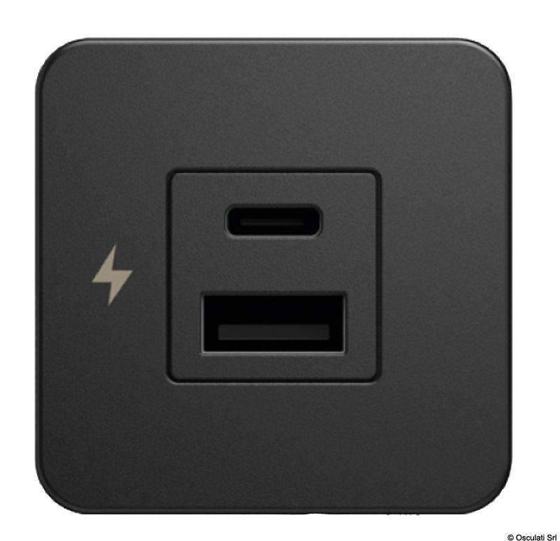 Presa USB doppia A+C SCANSTRUT TILE nera