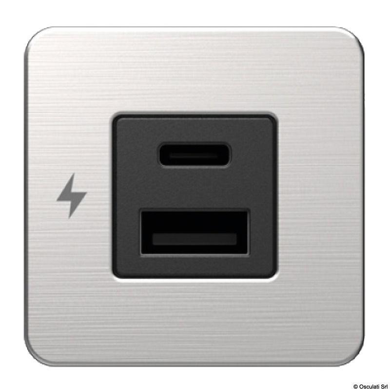 Presa USB doppia A+C SCANSTRUT TILE inox