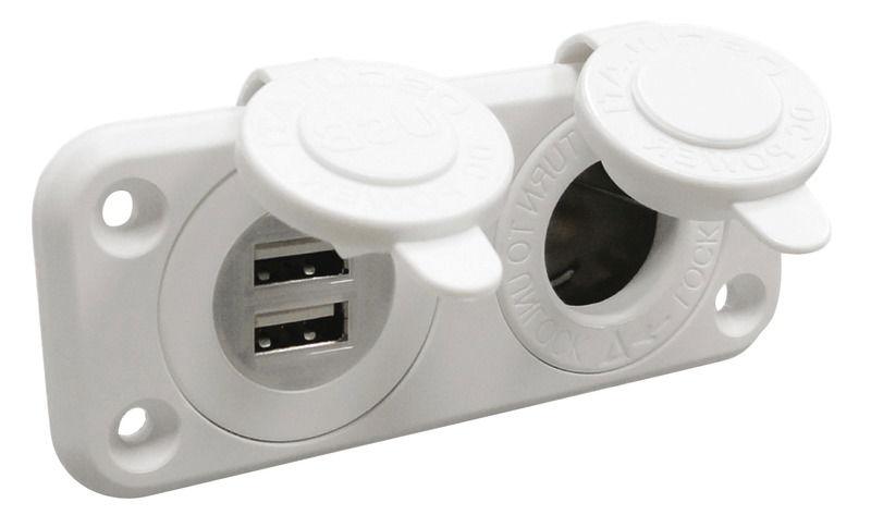 Presa accendisigari + doppia USB bianca