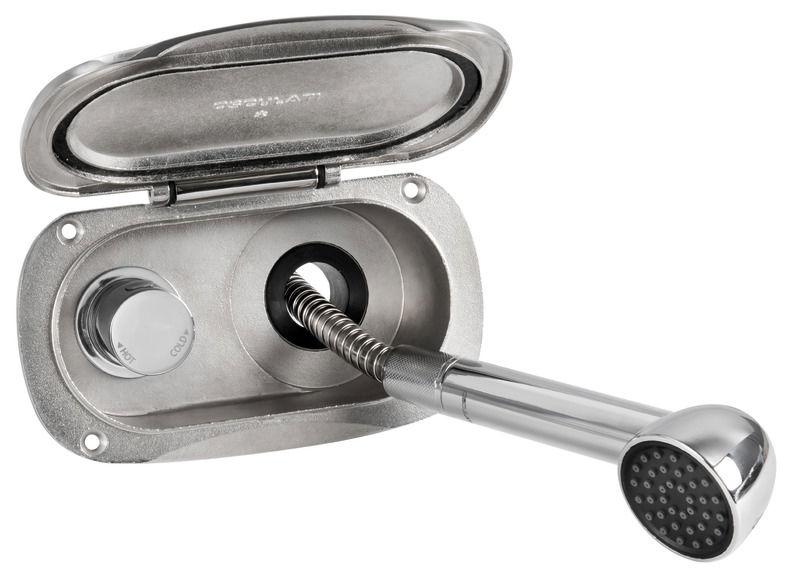 Box doccia Elissa inox con doccia tubo PVC 4 m