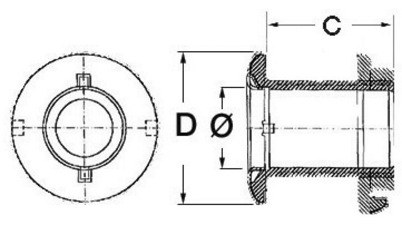 Scarico a mare inox 1" 1/2 x 112 mm