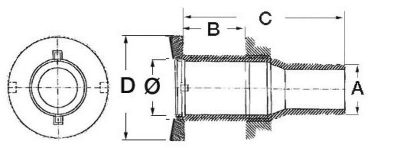Scarico a mare inox 1" 1/4 x 39 mm