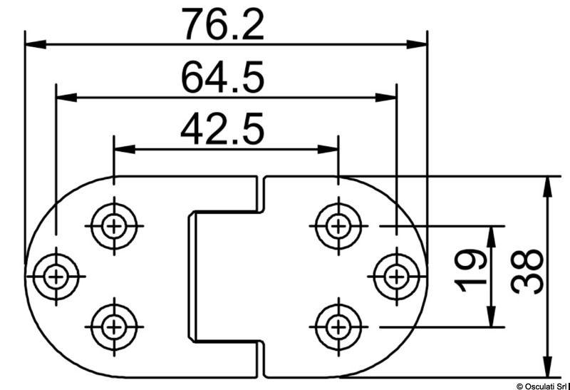 Cerniera autoreggente 76x38 mm nodo sporgente