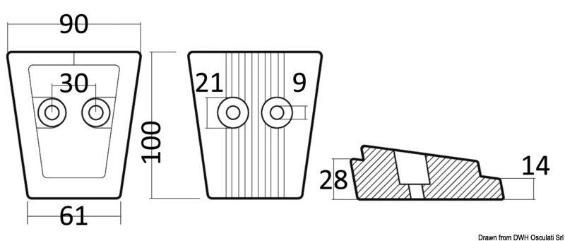 Anodo alluminio piede Volvo SX/DPS