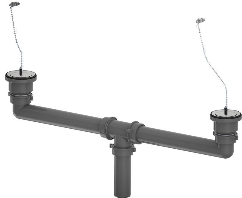 Kit pilette con tappo con catena e tubi di scarico