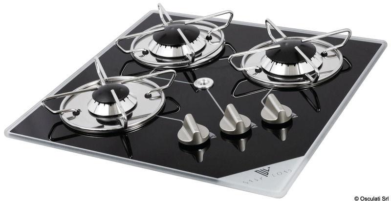 Piano a gas 3 fuochi 400 x 400 mm