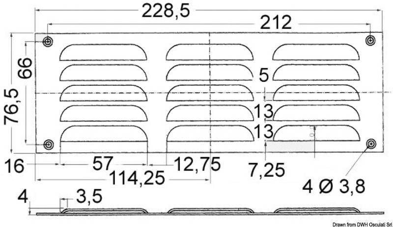 Griglia areazione 76 x 229 mm + antizanzare