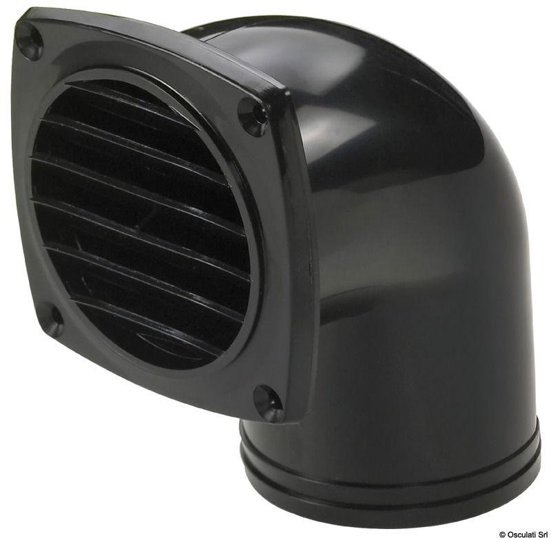 Presa d'aria ABS con collare 90° mm 92 x 92 nera