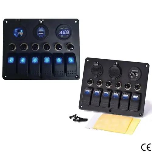 PANNELLO ELETTRICO A LED CON VOLTMETRO E USB WATERPROOF