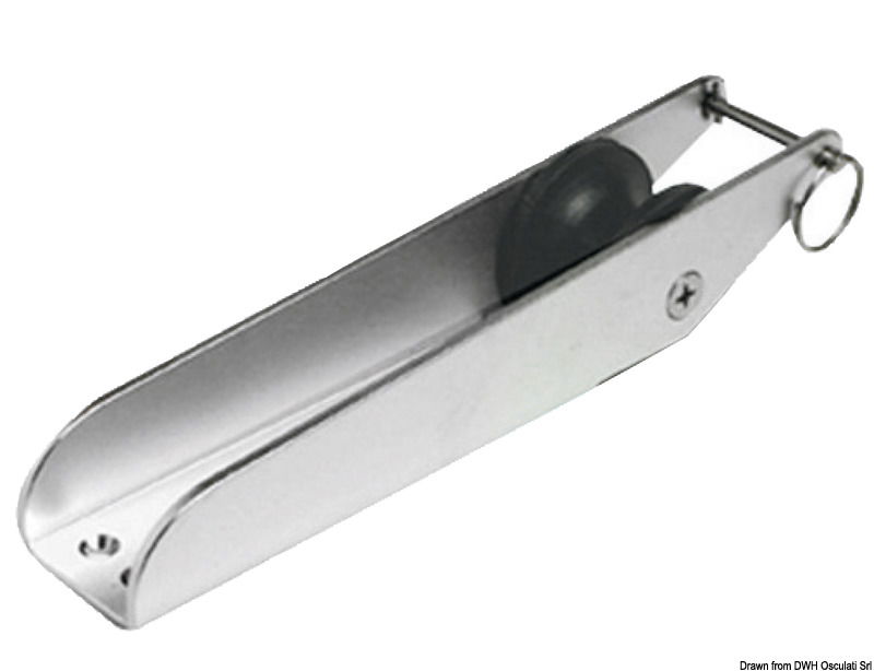 In acciaio inox 304 satinato. Puleggia in gomma dura.