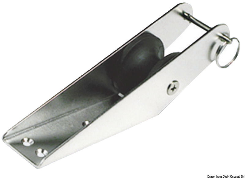 In acciaio inox 304 satinato. Puleggia in gomma dura.