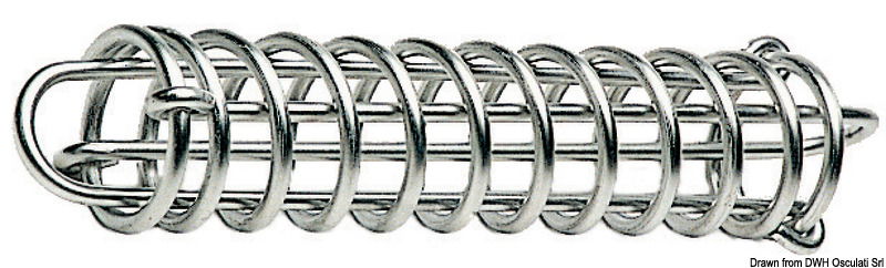 Queste molle garantiscono la non snervabilità ed il mantenimento nel tempo delle capacità ammortizzanti.- Versione in acciaio speciale ad alta resistenza e zincato.- Versione in acciaio inox lucidato, ad alta resistenza.Da installare con una catena di sicurezza.