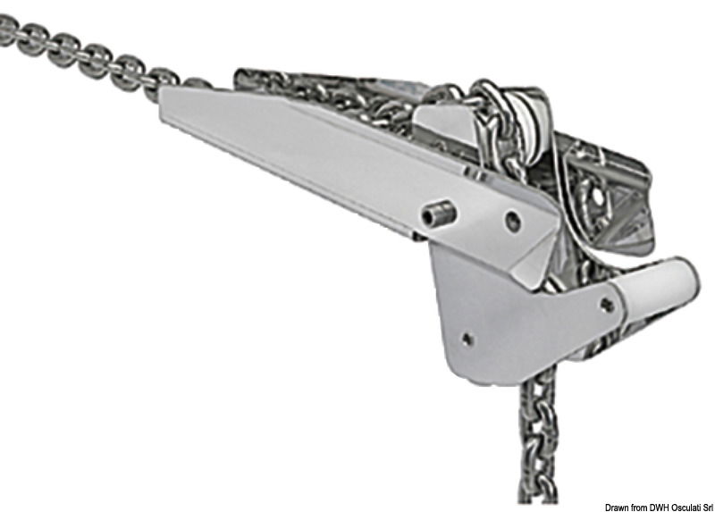 In acciaio inox 304 lucidato. Pulegge in nylon. Universali per DELTA / BRUCE / TREFOIL / CQR / SOC.