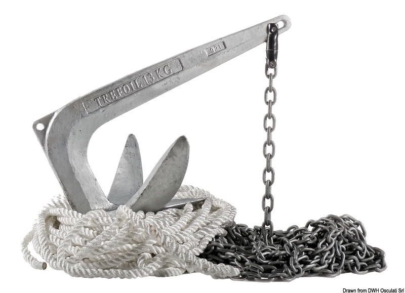 Studiati per facilitare la scelta dei vari componenti della linea di ancoraggio.Questi package si adattano facilmente alla maggioranza delle situazioni.Ogni package viene consegnato "pronto all'uso" in apposito imballo.La cima è gia impiombata con una falsamaglia adeguata alla catena.