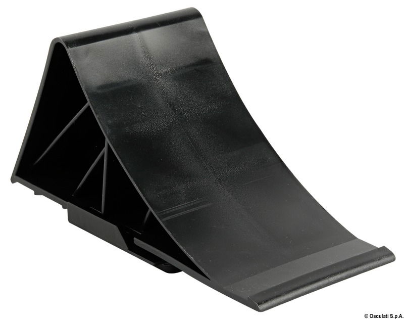 Progettato per bloccare le ruote dei carrelli. Completo di supporto a scatto per il montaggio sul telaio del carrello.