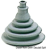 Tramite una apposita flangia incorporata, si monta a pressione sulla paratia del pozzetto, senza ghiere o viti. Terminale predisposto per essere tagliato.