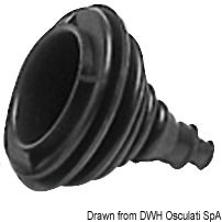 Tramite una apposita flangia incorporata, si monta a pressione sulla paratia del pozzetto, senza ghiere o viti. Terminale predisposto per essere tagliato.