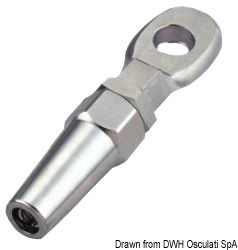 Utilizzabile con cavi in acciaio inox AISI316 da 19/49/133 fili.