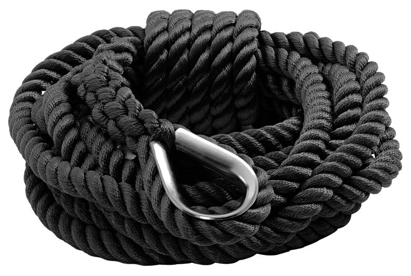 In poliestere alta tenacità, con redancia inox e impiombatura fatta a mano.