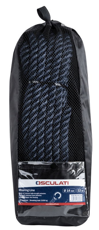 In poliestere alta tenacità, con redancia inox e impiombatura fatta a mano.