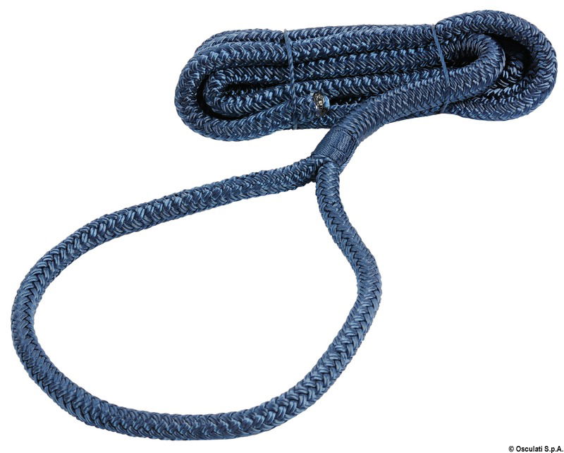 Doppia treccia poliestere con occhio impiombato a mano.