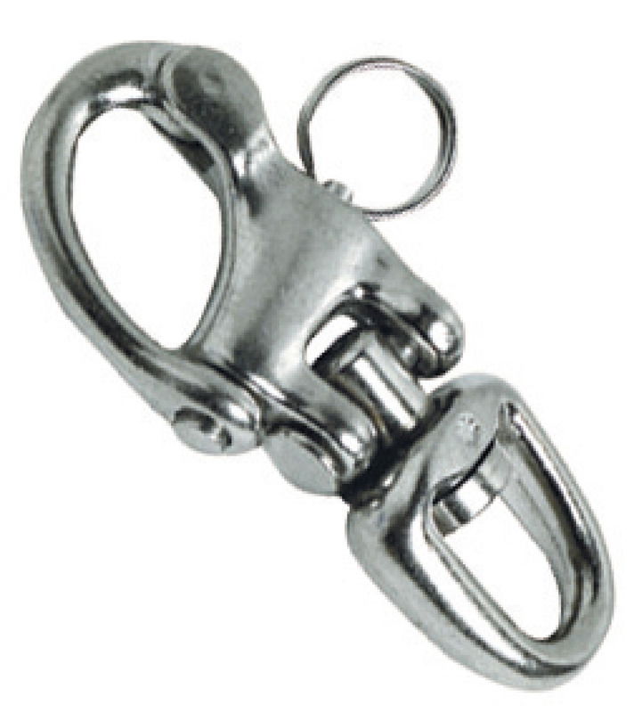 In acciaio inox AISI 316; modello a doppio snodo e con occhio girevole.