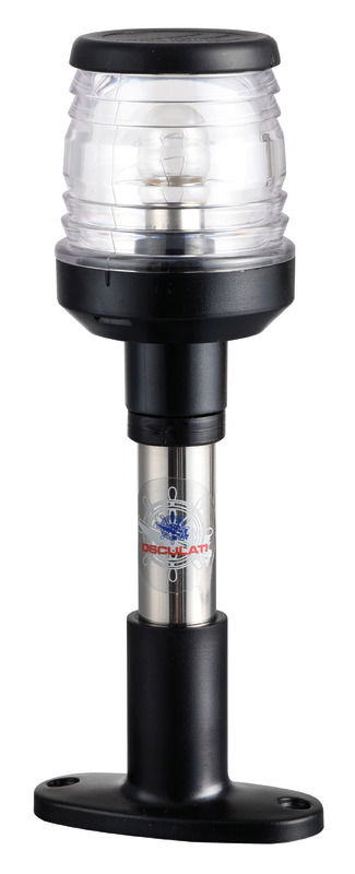 Per imbarcazioni < 20 m. Asta con tubo in acciaio inox, con fanale certificato COLREG72.