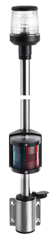 Per scafi < 20 metri, con fanale certificato COLREG72. Basetta e tubo in AISI 316 lucidato a specchio, con montaggio a scatto nella base.