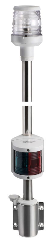 Per scafi < 20 metri, con fanale certificato COLREG72. Basetta e tubo in AISI 316 lucidato a specchio, con montaggio a scatto nella base.