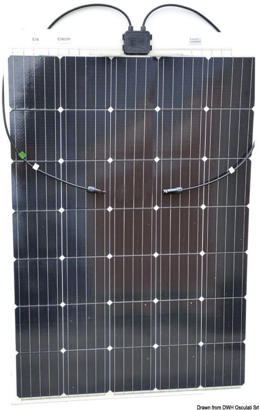 Fabbricati con celle solari aerospaziali ad alta performance. Sono pannelli di ultima generazione ultrasottili, solo 1,7 mm, e ultraflessibili. Efficienza celle mono 17,25%. Il pannello è composto da un sandwich formato da un supporto plastico + celle solari + rivestimento superficiale in resina epossidico UV resistente. Il fissaggio avviene tramite biadesivo. Cavo di connessione con spina MC4 incluso.Versione A: pannelli mono-cristallini.Versione B: equipaggiati con celle americane ad altissima efficienza Sun Power. Si ottiene un minor ingombro con un'efficienza superiore del 23% rispetto alle celle standard.