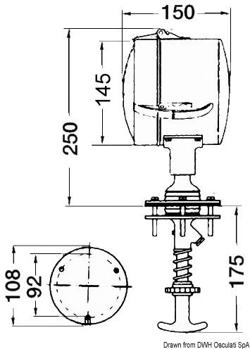 Tutti in acciaio inox e ottone cromato. Tenuta stagna, snodo a sfera in nylon orientabile in tutte le direzioni, frizionabile, maniglia di comando molto piccola e comoda. Forniti di bulbi stagni “G.E.”