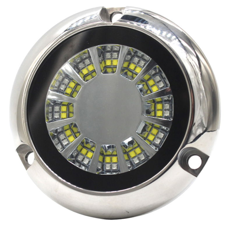 Carcassa in acciaio inox AISI 316, ricavata dal pieno con CNC.Led di ultima generazione ad altissima resa.Lente in vetro borosilicato anti-graffio, driver integrato 12/24 V; fissaggio con viti senza incasso.Si possono montare in serie; funzionamento con interruttore ON/OFF.