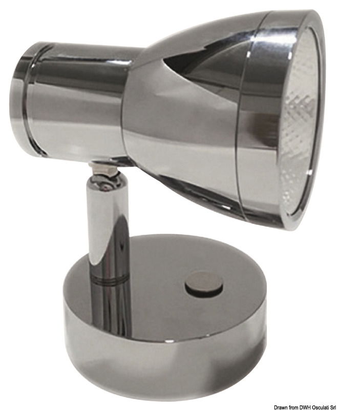 Corpo in alluminio cromato. Interruttore touch.