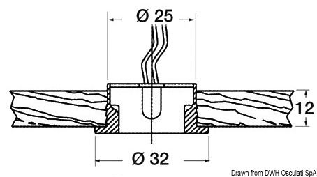 Corpo in ottone cromato, diffusore in tecnopolimero trasparente. Adatto per il montaggio anche su superfici infiammabili. Fissaggio tramite ghiera filettata.