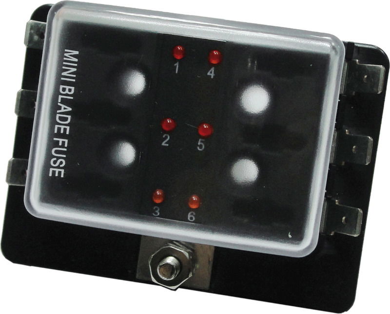 Corpo in PBT antifiamma nero e coperchio in policarbonato trasparente. Contatti a lama in rame stagnato, misura standard 6,3 mm.LED di segnalazione in caso di fusibile interrotto.