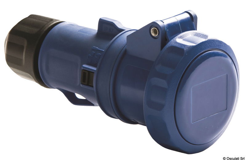 A norme CE. Corpo in policarbonato stabilizzato contro raggi UV entrata con passafilo e fermacavo integrato. Adatte per attacco banchina.Stagna fino a 1 m in acqua.