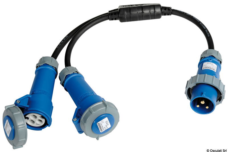 Completo di 1 spina + 2 prese da 16 A. Stagne IP67.