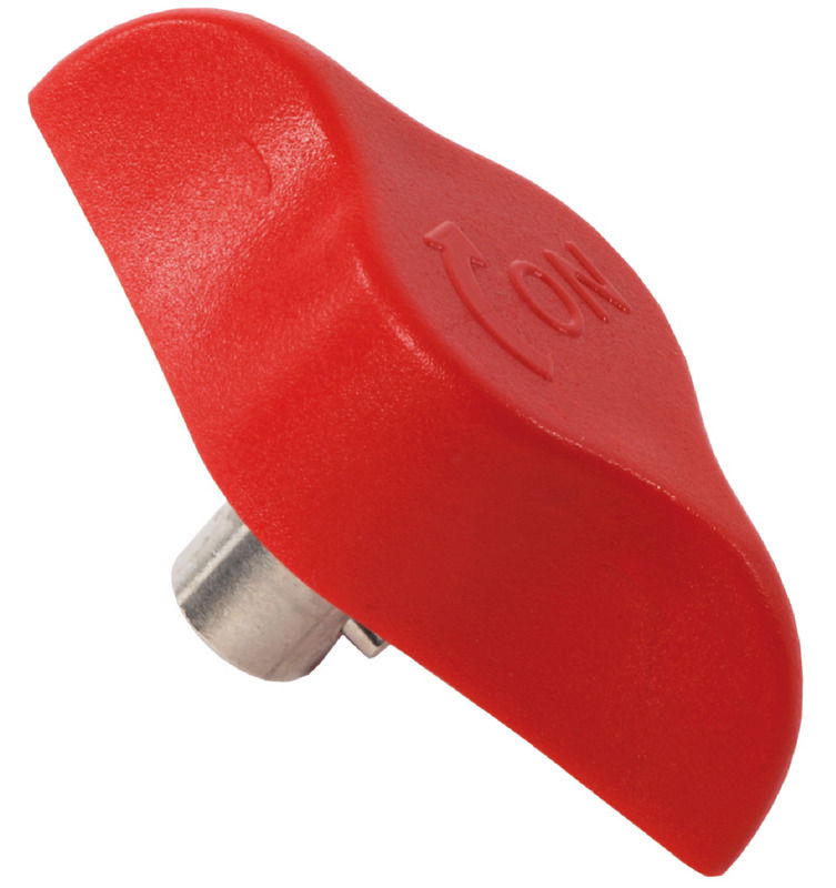 Completo di chiave in ottone nichelato estraibile. Omologato CE secondo direttiva 94/25/CE. Dispositivo obbligatorio da montare sul cavo positivo, norma ISO 10133.