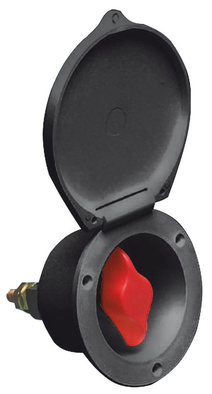 Completo di chiave in ottone nichelato estraibile. Omologato CE secondo direttiva 94/25/CE. Dispositivo obbligatorio da montare sul cavo positivo, norma ISO 10133.