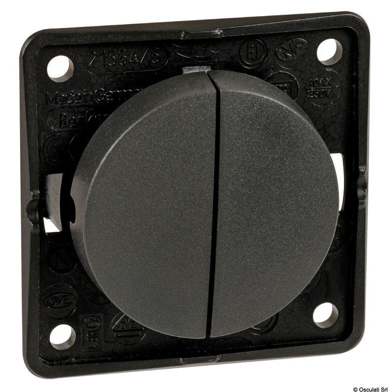 Vengono completati con le cornici di design modello "FLOW" singole o doppie.Cornice singola: 59,5x59,5 mm. Cornice doppia: 59,5x178,5 mm.