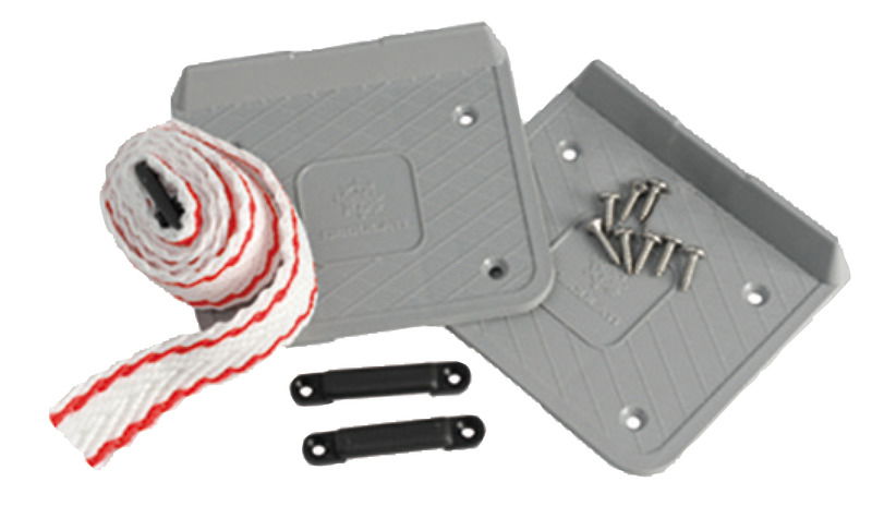 Completa di cinghia da 135 cm, fibbia regolabile, 2 piastre in plastica, 2 ponticelli ed 8 viti A2 7982 3,9x16 mm.