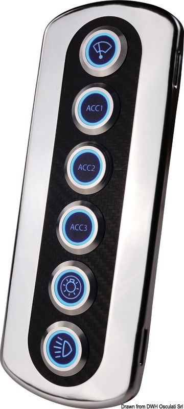 Pannelli eleganti in fibra di carbonio e acciaio inossidabile 316 con interruttori a pulsante in acciaio inossidabile da 20A.Progettato con cura con lunetta lucida nascosta da viti, etichette retroilluminate sul pulsante e finitura del pannello in fibra di carbonio 3D.Sono incluse 40 etichette adesive assortite.Protezione IP66 contro potenti getti d'acqua da tutte le direzioni.Guarnizione impermeabile inclusa.