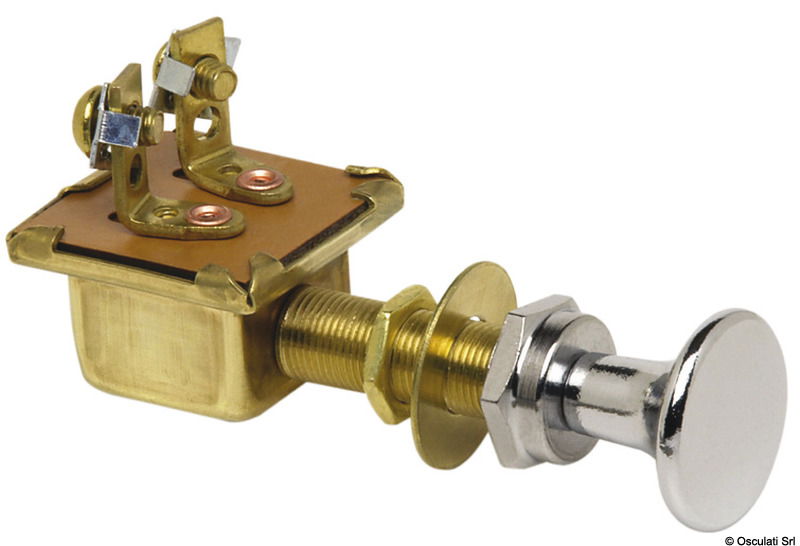 In ottone cromato, contatti argentati, collo lungo. Pomello in ottone cromato (non plastica cromata).