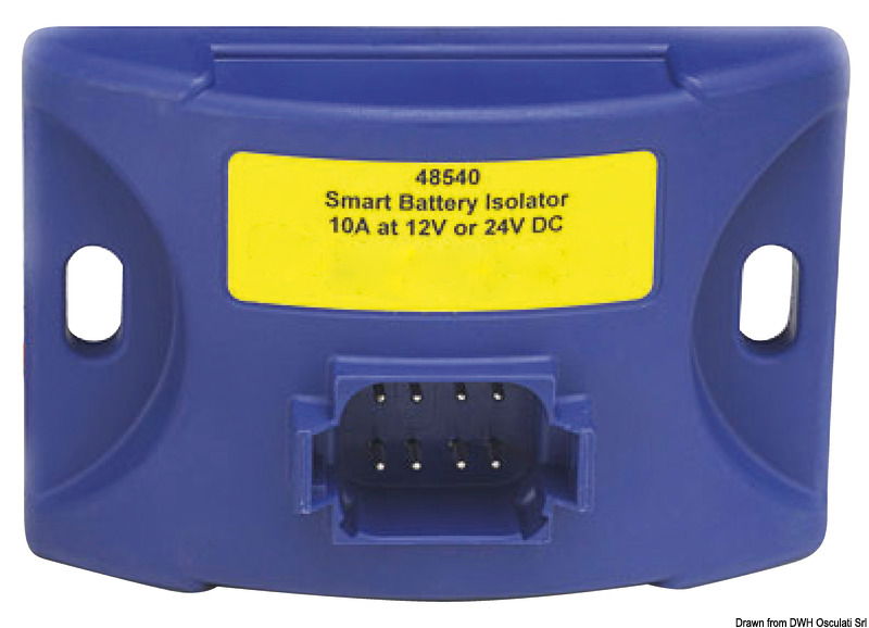 Modulo elettronico concepito per preservare la carica delle batterie.Riconosce in automatico gli impianti a 12 o 24 V.Preserva la tensione della batteria principale (avviamento) isolando la batteria ausiliaria dei servizi quando il voltaggio del sistema scende a livello critico. Automaticamente la riconnette quando il voltaggio risale a livello corretto. Compatibile con gli alternatori a controllo elettronico, elimina i falsi allarmi spesso indotti dagli isolatori a diodi e protegge gli apparati dalla sovratensione.