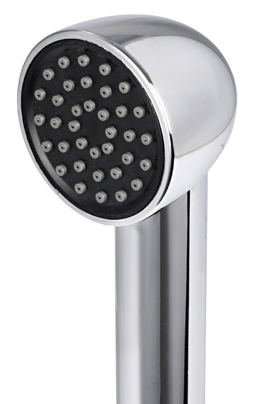 Vano doccia in acciaio inox AISI 316 con sportello autoreggente. Dotato di doccia Keji con testa maggiorata e boccola interna in gomma antivibrante.