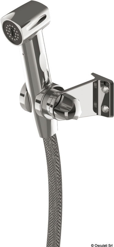 Supporto a parete con inclinazione regolabile, realizzato in acciaio inox 316 lucidato a specchio. Disponibile in versione universale e specifica per doccia Saturn.