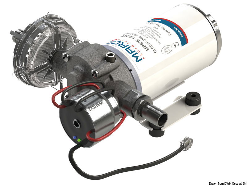 Autoadescante con ingranaggi in PEEK elicoidali.Controllo costante di pressione, corrente e voltaggio.Arresto automatico in caso di fine liquidoCorpo in ottone nichelato, albero in acciaio inossidabile, tenute in FKM.Il motore gira progressivamente fino a raggiungere la portata richiesta garantendo cicli di lavoro prolungati, maggiore silenziosità ed ottimizzazione dei consumi.La pompa è protetta da cortocircuiti e sovratensioni.Dopo 1 minuto e mezzo di operatività senza acqua la pompa va in protezione.