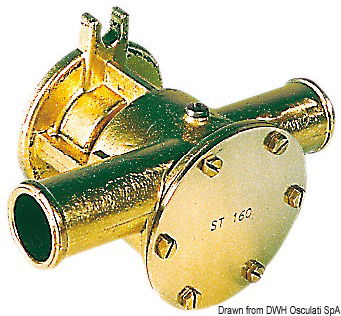 Corpo in bronzo, giranti in neoprene, da collegare al motore.