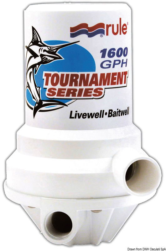Serve come pompa ricircolo acqua nelle vasche del pescato e delle esche e come attacco per le pompe lavaggio coperta abitualmente installate sulle barche dei pescatori. Un solo foro in carena per collegare 2 pompe.